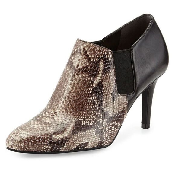 Cole Haan Maxfield Snake Print Leather Stiletto Heel Ankle Boots - Picture 1 of 8